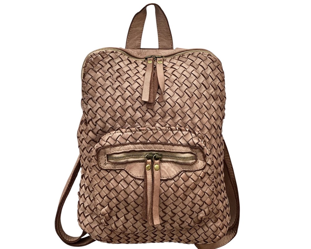 Norvella Woven Washed Calf Leather Backpack โ LA-B0302