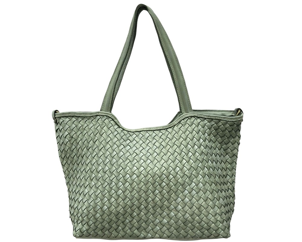 Orlena Woven Washed Calf Leather Shoulder Bag โ LA-B0267
