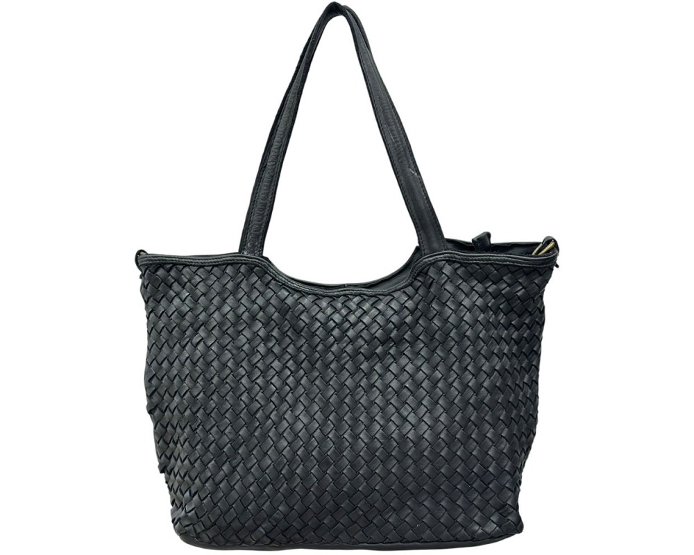 Orlena Woven Washed Calf Leather Shoulder Bag โ LA-B0267