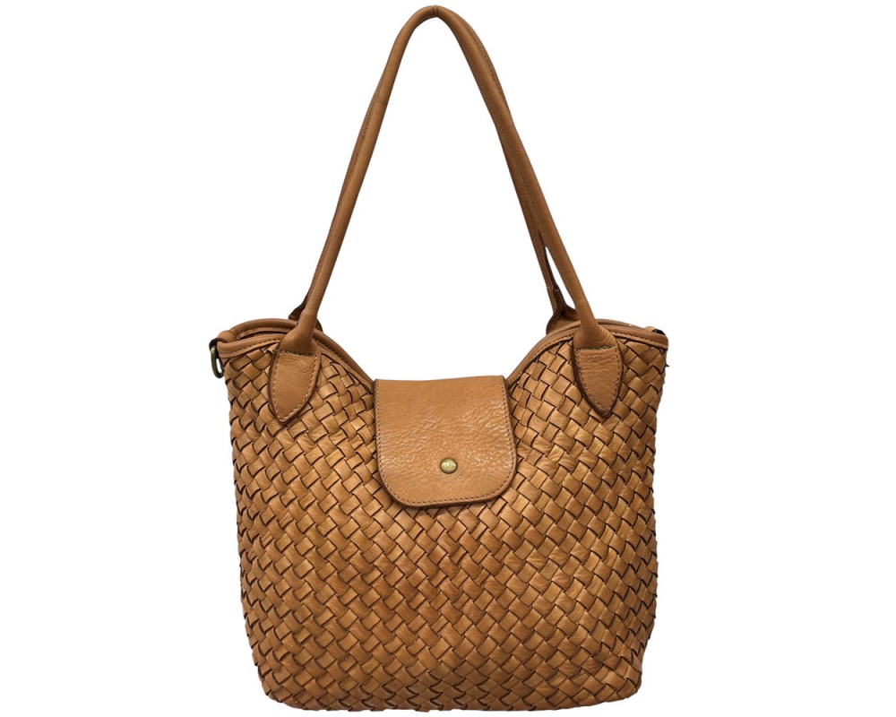 Mirelva Woven Washed Calf Leather Tote Bag โ LA-B0266