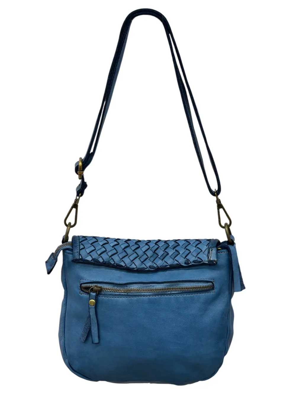 Velisia Woven Cow Leather Saddle Bag โ LA-B0313