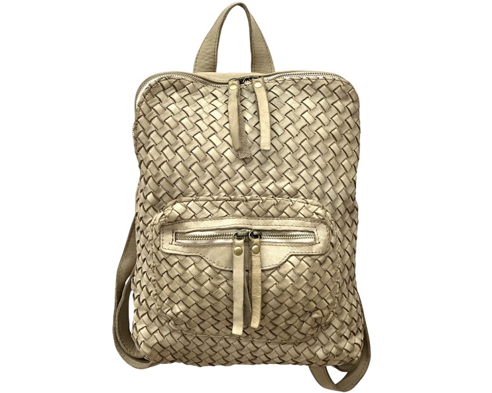 Norvella Woven Washed Calf Leather Backpack โ LA-B0302