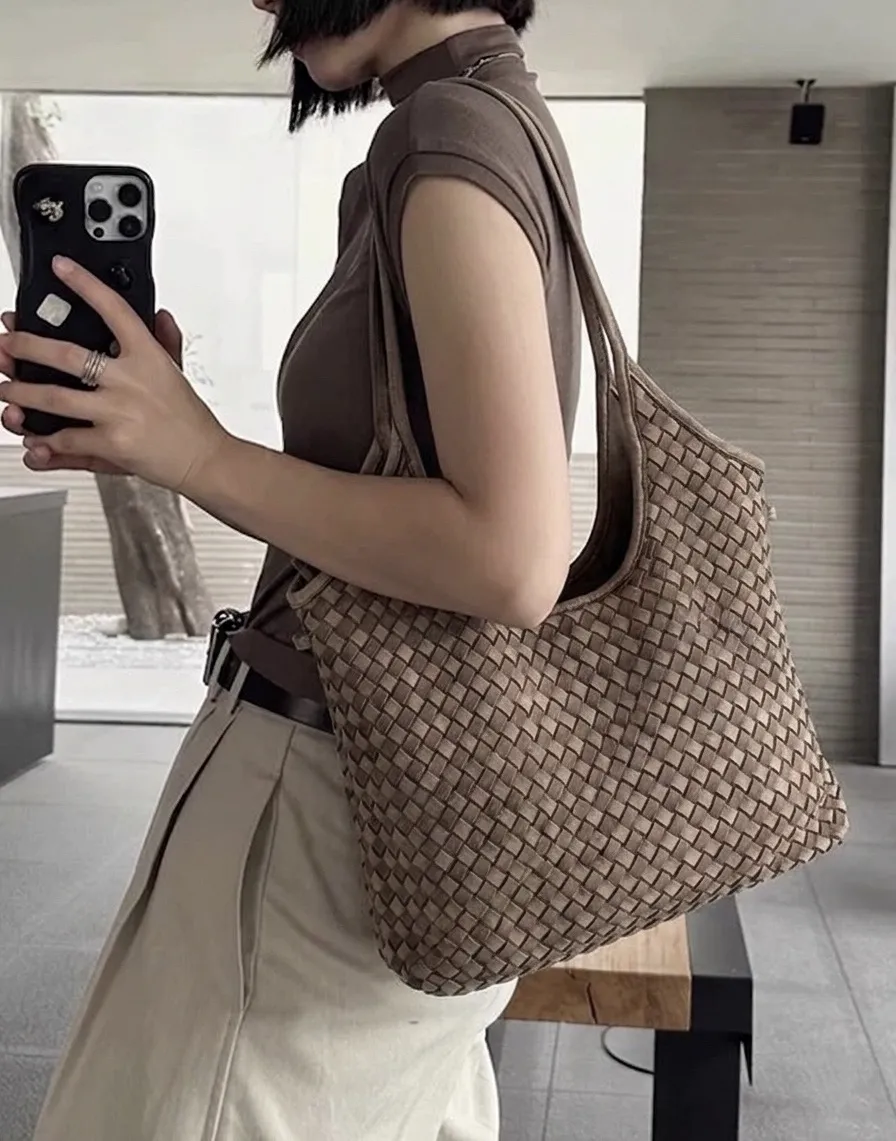Serenica Woven Soft Washed Cow Leather Hobo Bag โ LA-B0264