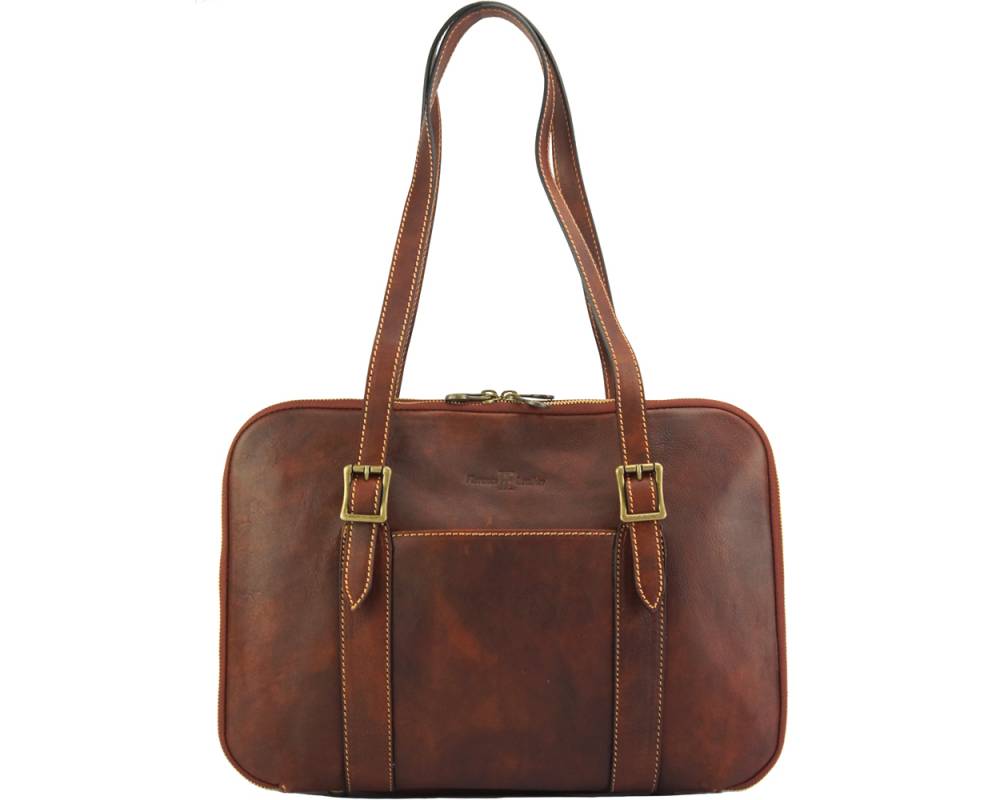 Iรฉna Shoulder tote in natural cowhide trim โ 7555