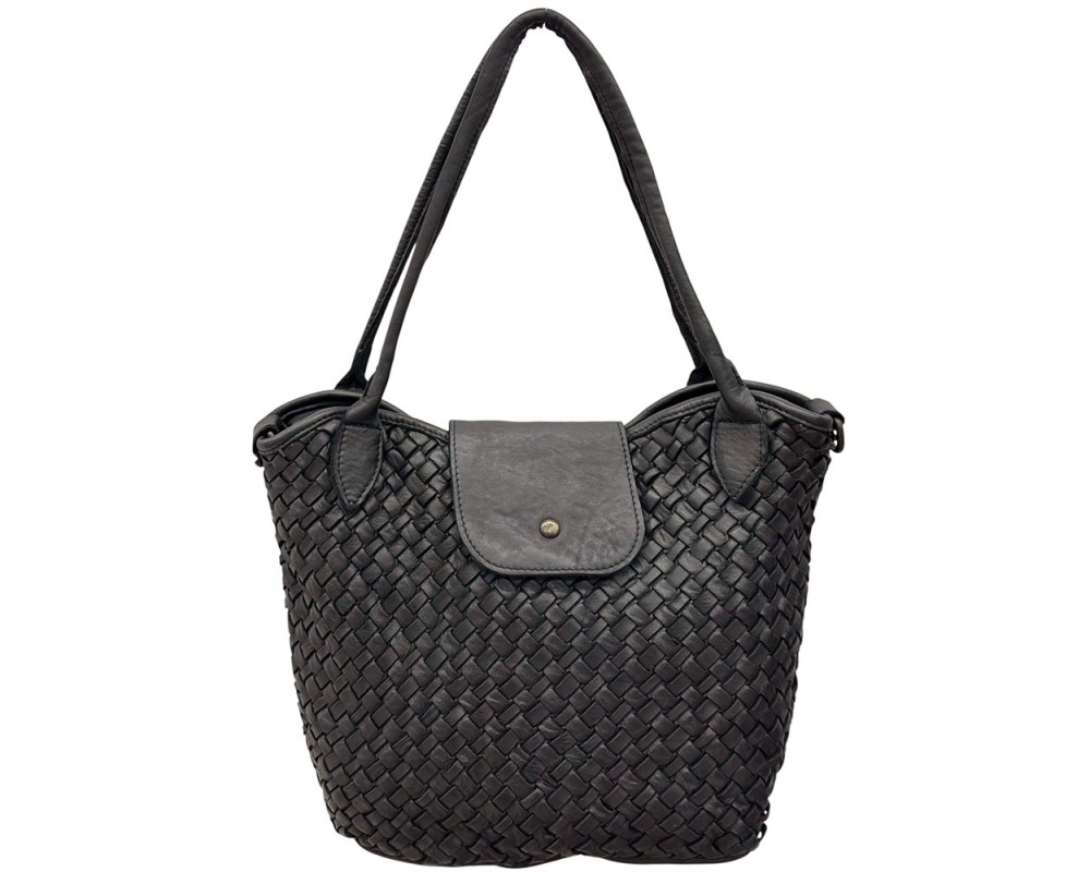 Mirelva Woven Washed Calf Leather Tote Bag โ LA-B0266