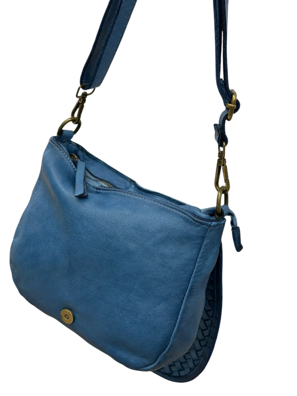 Velisia Woven Cow Leather Saddle Bag โ LA-B0313