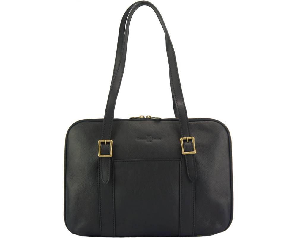 Iรฉna Shoulder tote in natural cowhide trim โ 7555