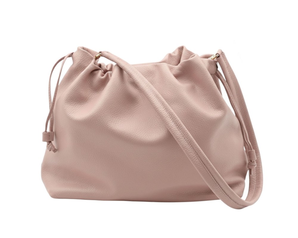 Luciana Cow Leather Drawstring Shoulder Bag โ DO-B0118