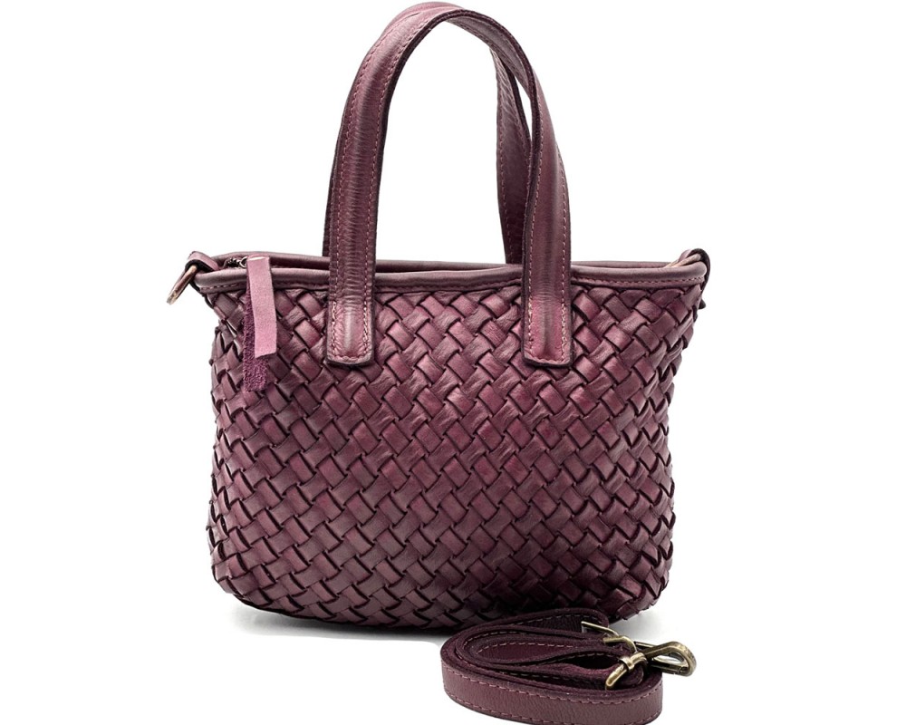 Tessia Handwoven Washed Leather Crossbody Tote โ LA-B0308