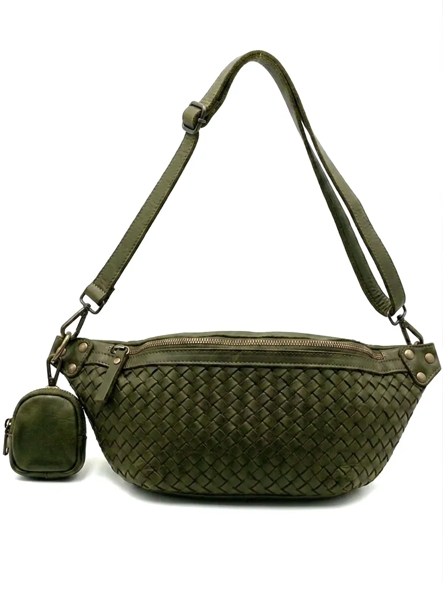 Nissim Leather Woven Sling Bag โ LA-B0311