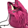 Secchiello camoscio con frangie โ 873