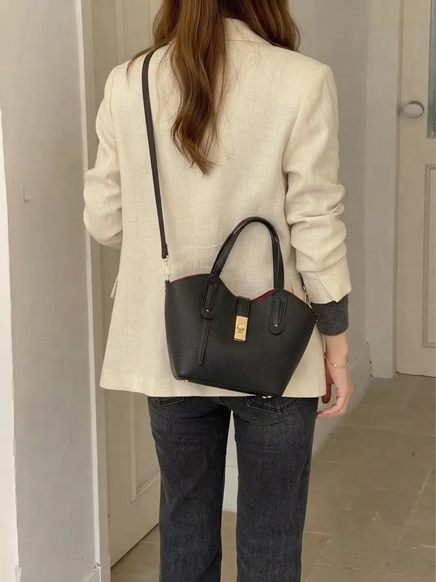 Bianca Small Italian Pebbled Leather Crossbody Tote Bag โ DO-B0239