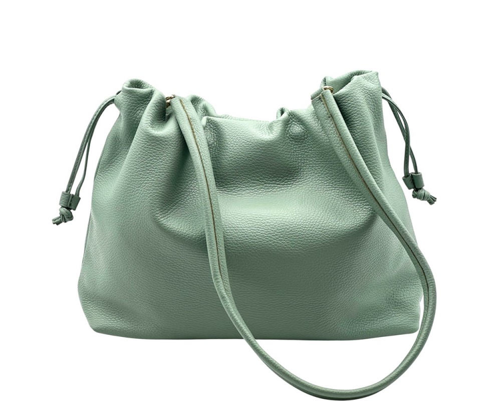 Luciana Cow Leather Drawstring Shoulder Bag โ DO-B0118