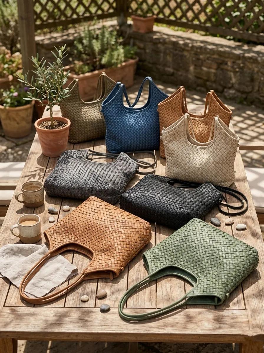 Serenica Woven Soft Washed Cow Leather Hobo Bag โ LA-B0264