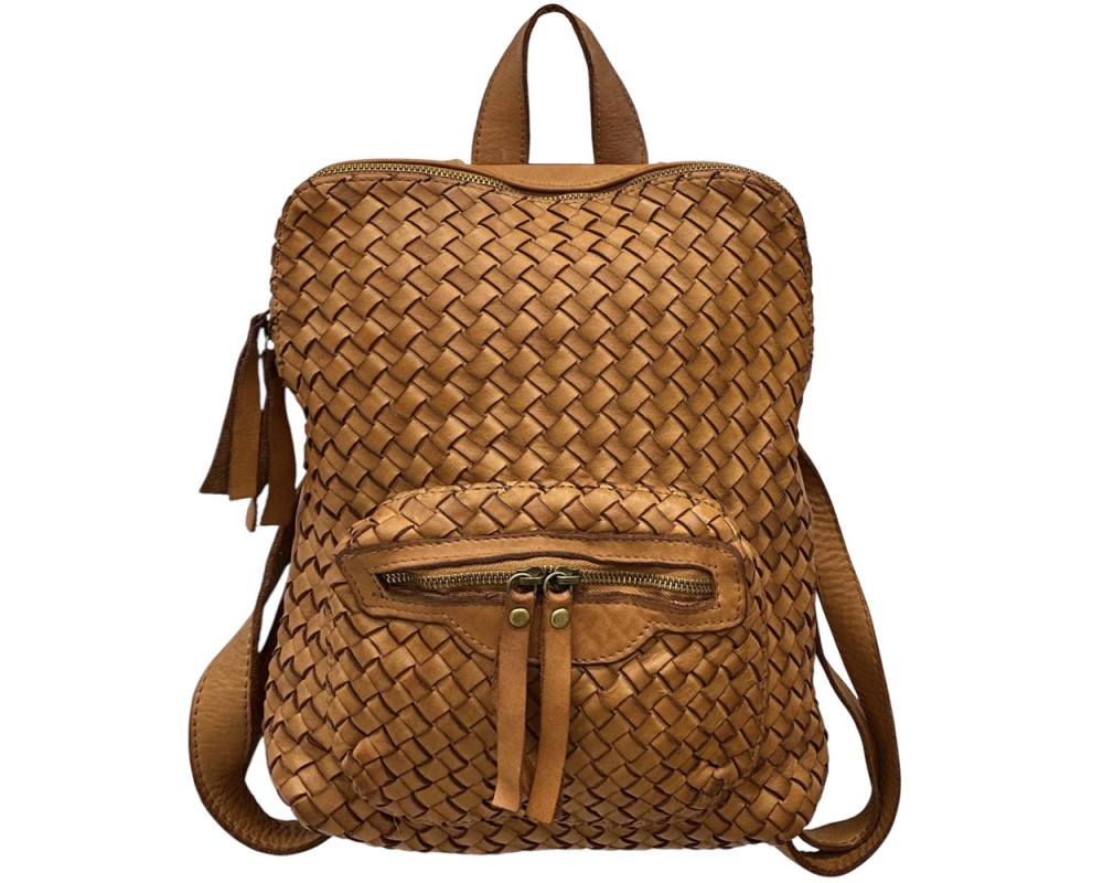 Norvella Woven Washed Calf Leather Backpack โ LA-B0302