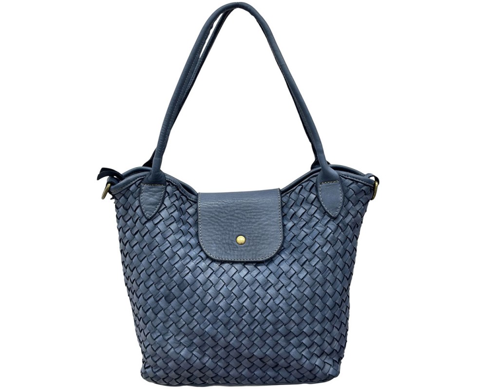 Mirelva Woven Washed Calf Leather Tote Bag โ LA-B0266