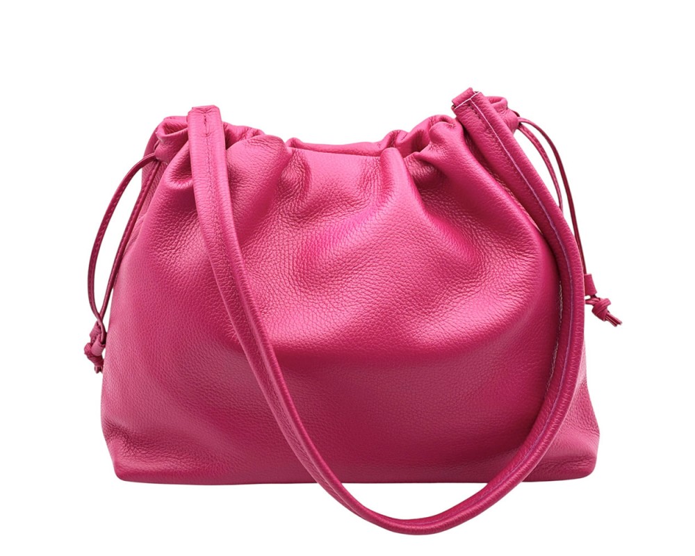 Luciana Cow Leather Drawstring Shoulder Bag โ DO-B0118