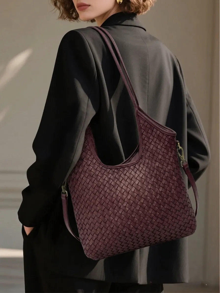 Serenica Woven Soft Washed Cow Leather Hobo Bag โ LA-B0264