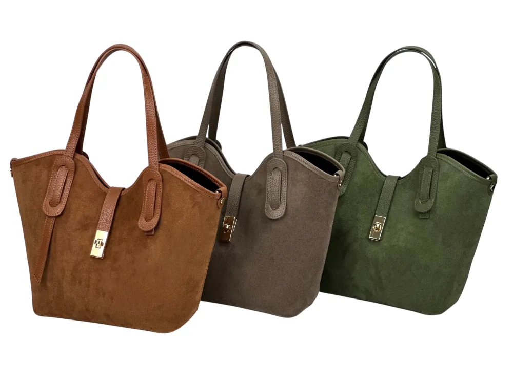 Borsa in pelle scamosciata โ 631-camoscio