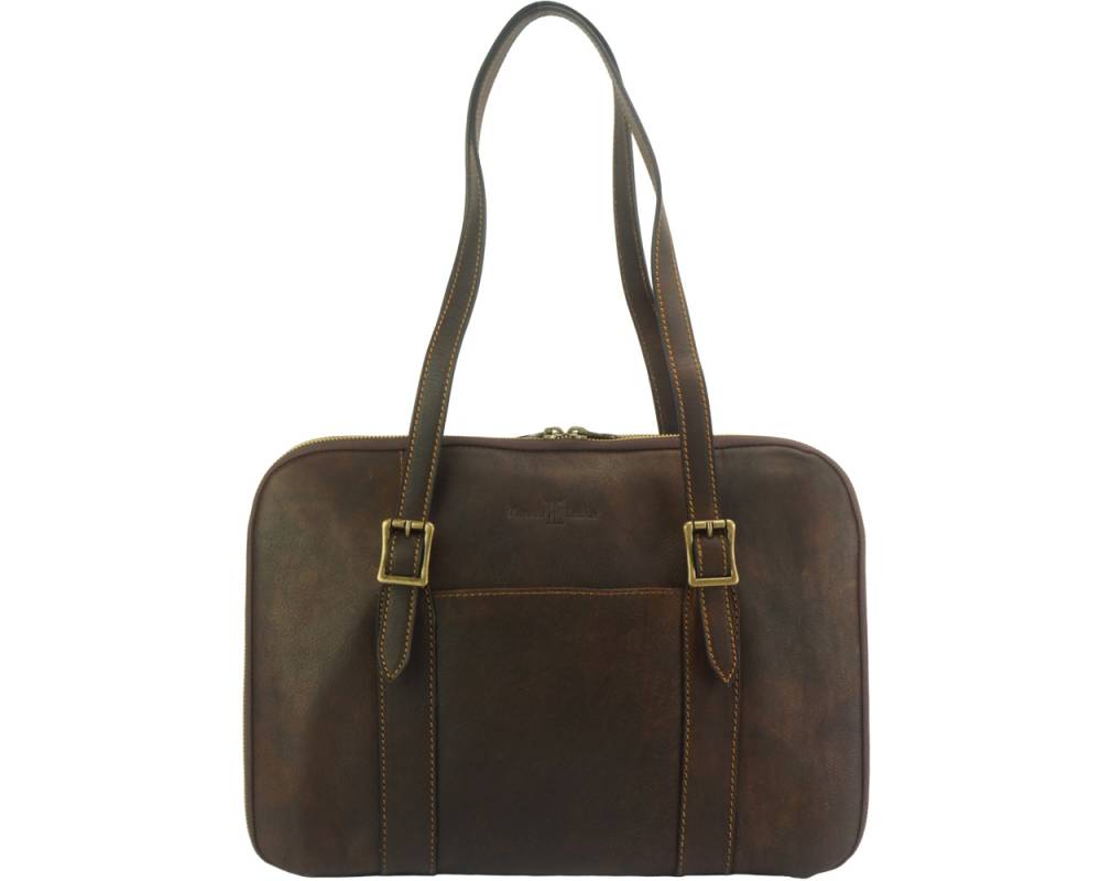 Iรฉna Shoulder tote in natural cowhide trim โ 7555