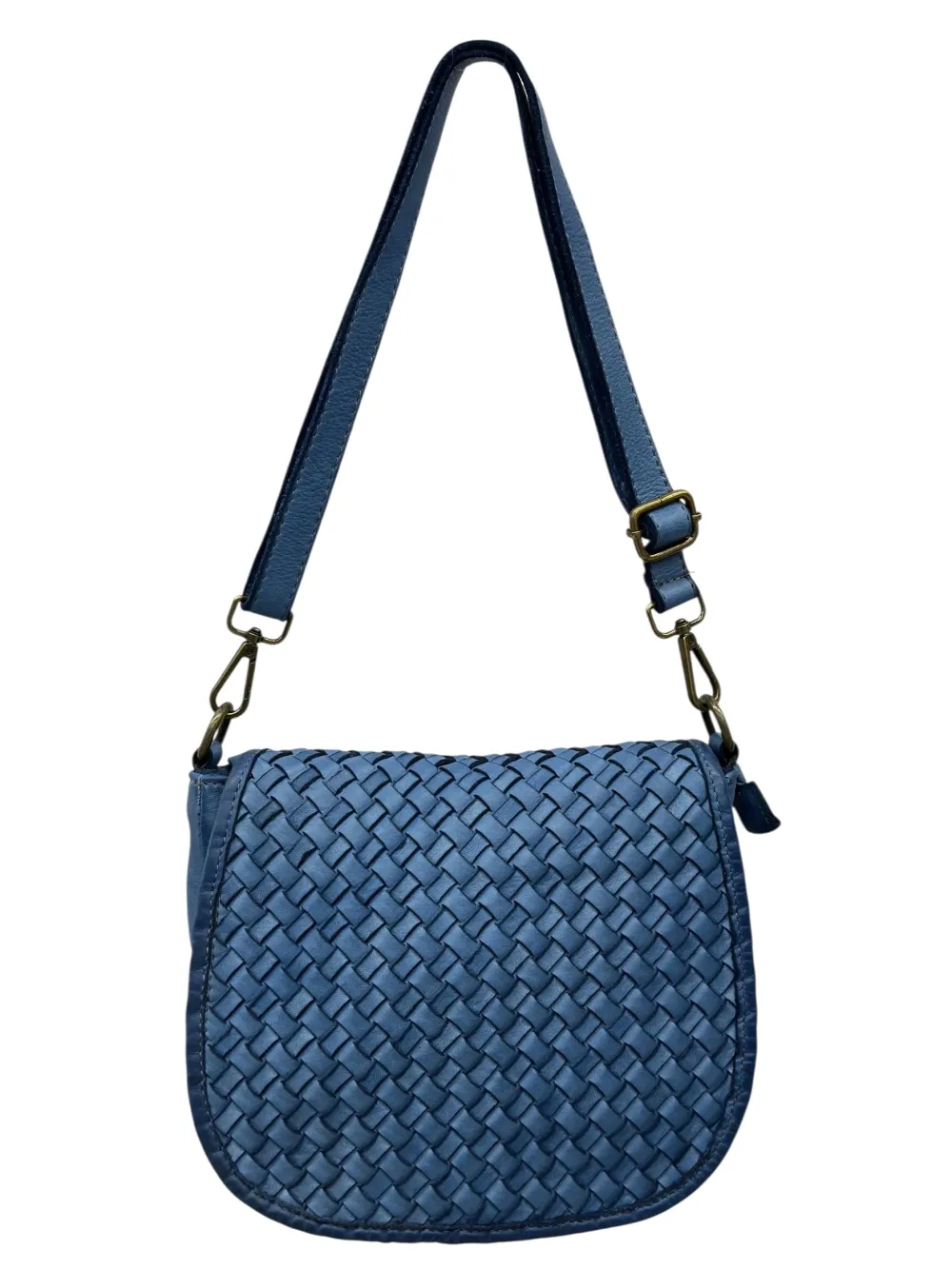 Velisia Woven Cow Leather Saddle Bag โ LA-B0313