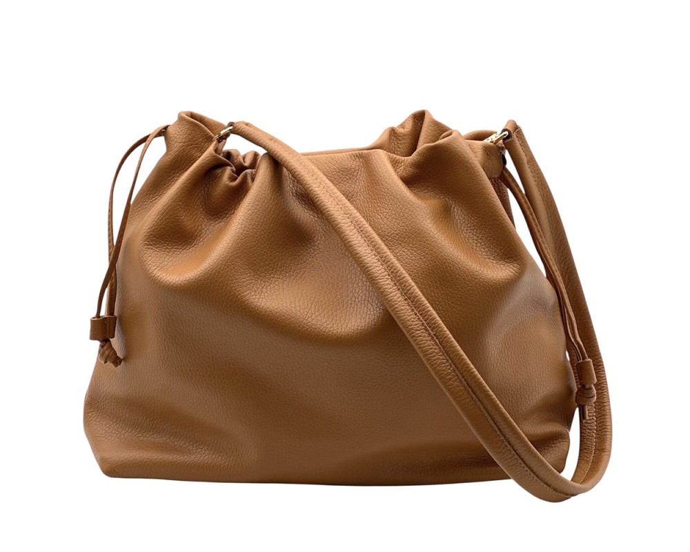 Luciana Cow Leather Drawstring Shoulder Bag โ DO-B0118