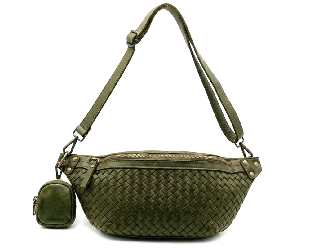 Nissim Leather Woven Sling Bag โ LA-B0311