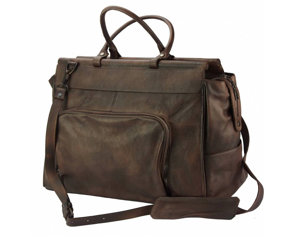 Travel bag Gennaro in vintage leather โ 68060