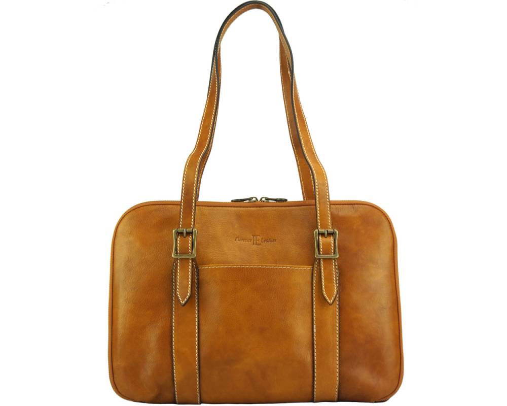 Iรฉna Shoulder tote in natural cowhide trim โ 7555