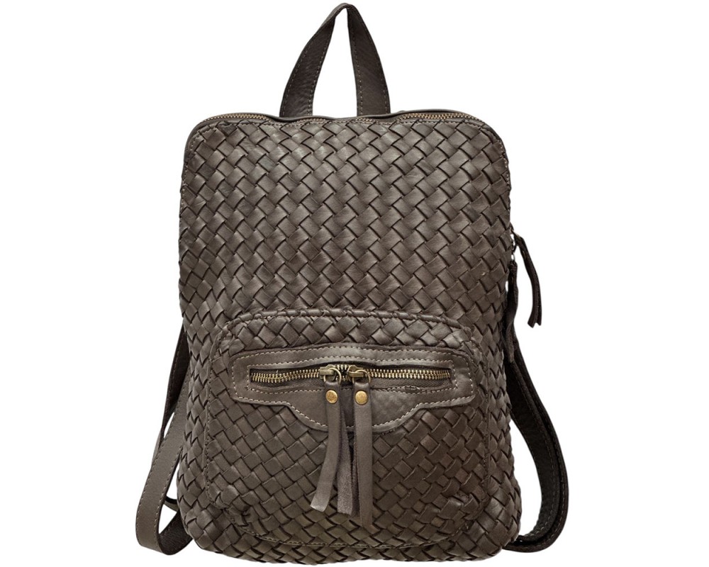 Norvella Woven Washed Calf Leather Backpack โ LA-B0302