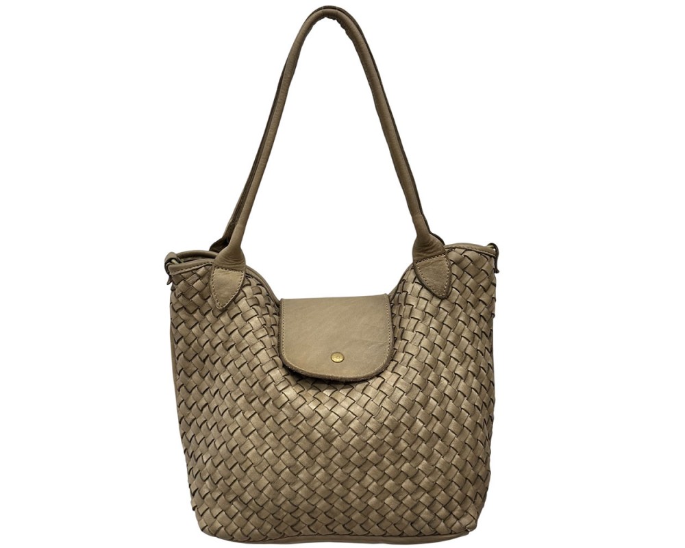 Mirelva Woven Washed Calf Leather Tote Bag โ LA-B0266