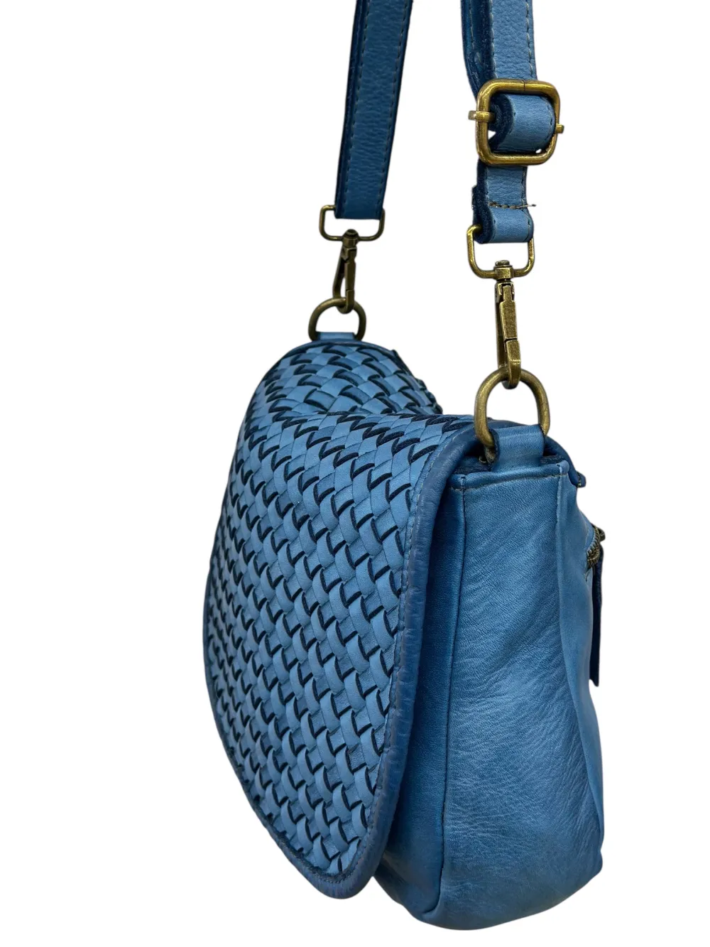 Velisia Woven Cow Leather Saddle Bag โ LA-B0313