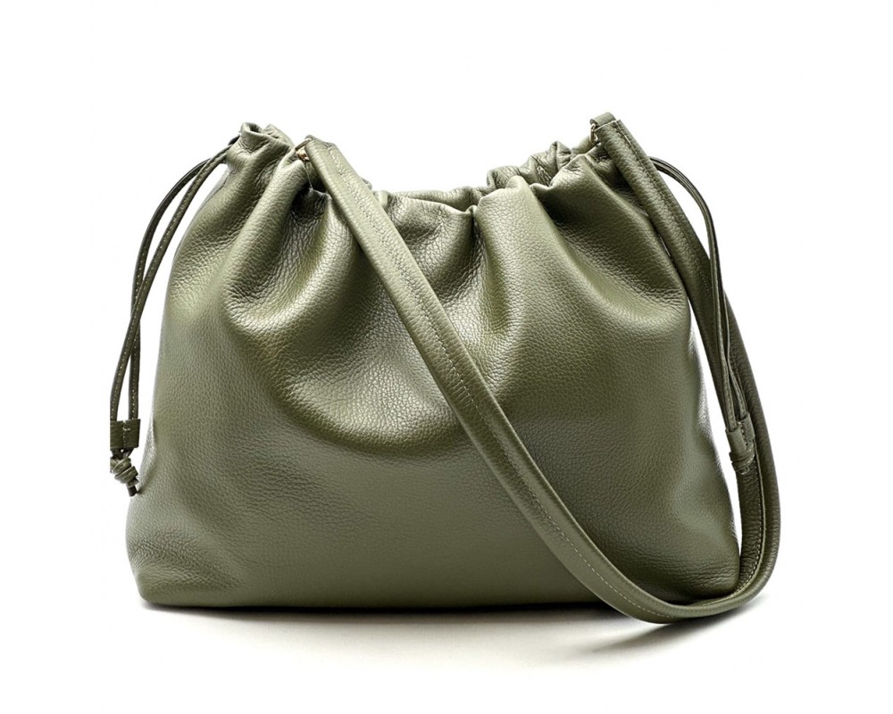 Luciana Cow Leather Drawstring Shoulder Bag โ DO-B0118