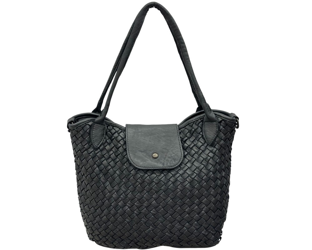 Mirelva Woven Washed Calf Leather Tote Bag โ LA-B0266
